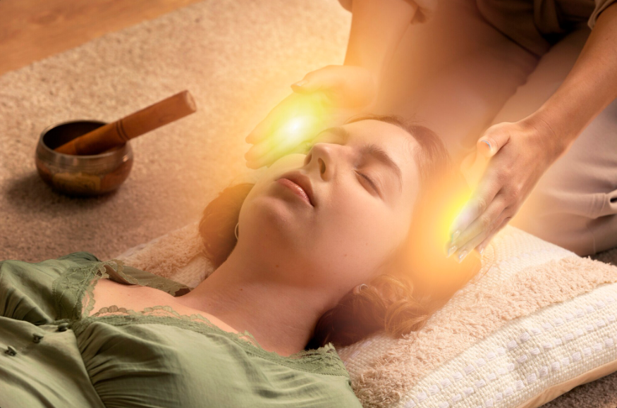 Sessão de terapia holística para bem-estar físico e emocional
